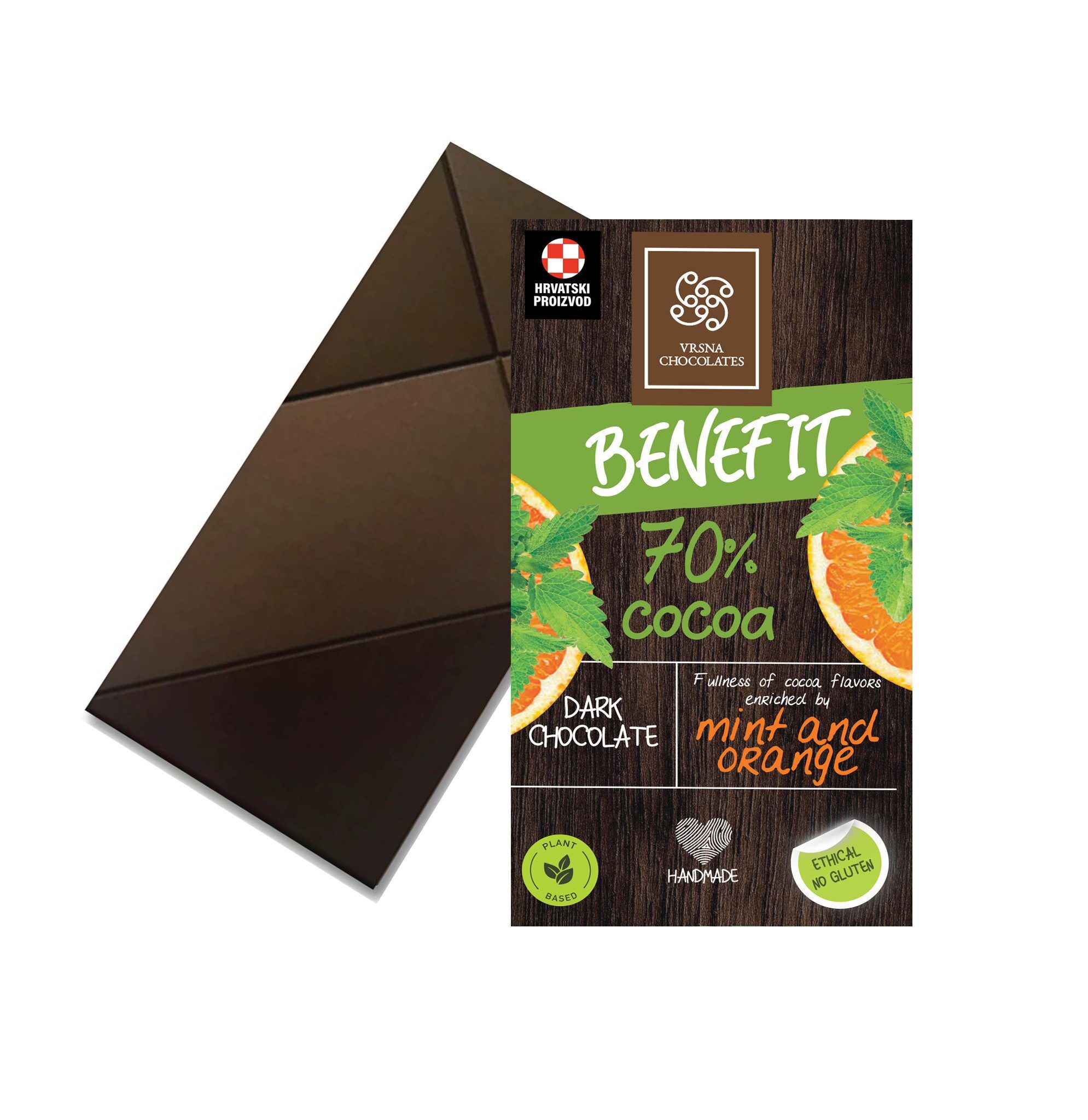 BENEFIT - Tamna čokolada (70%) s eteričnim uljima naranče i mente, 70g